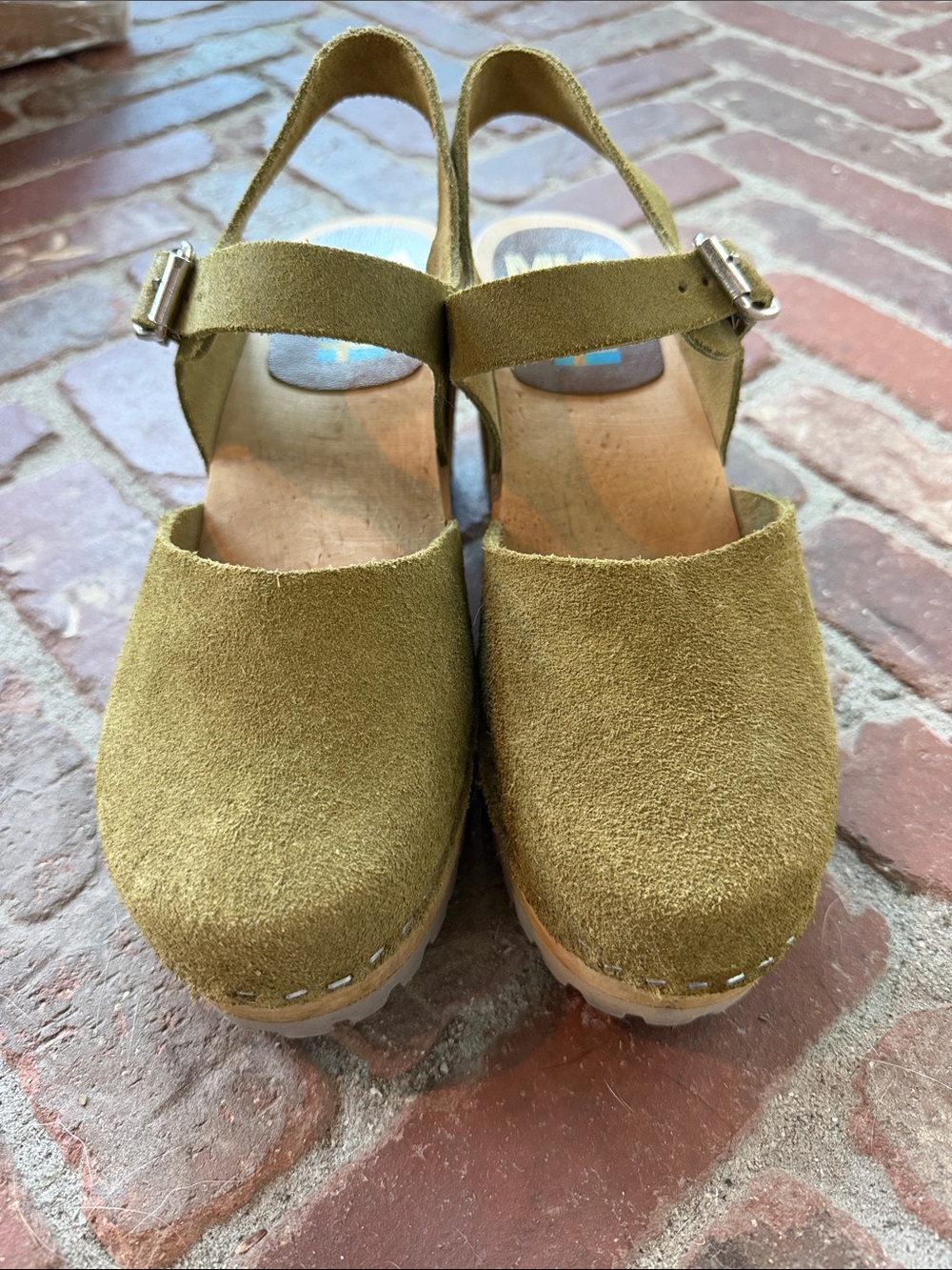 MIA Abba Swedish Clogs Olive Green Mary Jane Platform - Picture 4 of 9
